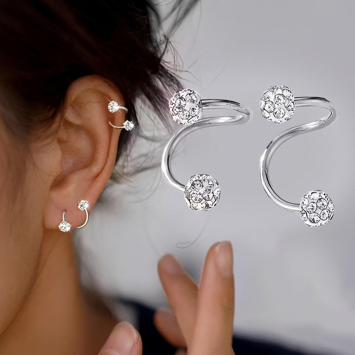 Stud Earring Set with Spiral Beads and Crystals