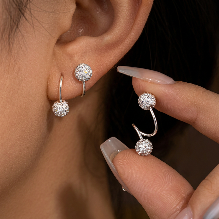 Stud Earring Set with Spiral Beads and Crystals