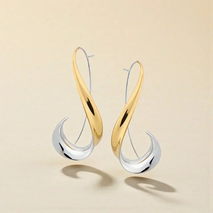 Gold & Silver Hoop Earrings Méabh with Twisted Ribbon