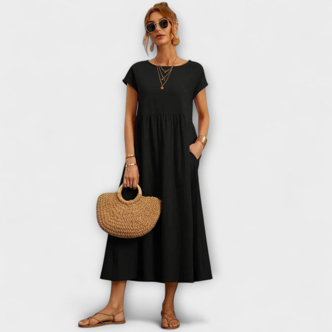 Elena - Olivgrünes leichtes Sommerkleid