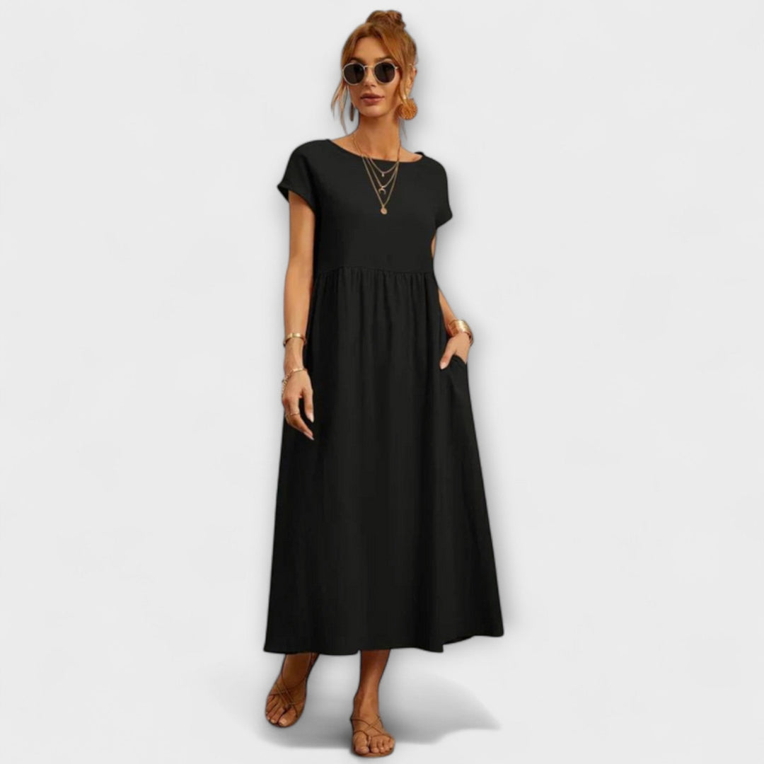 Elena - Olivgrünes leichtes Sommerkleid