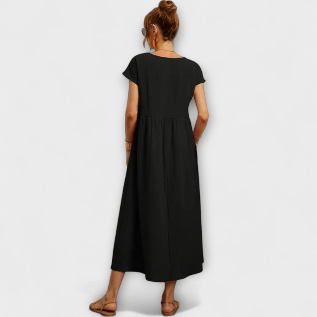 Elena - Olivgrünes leichtes Sommerkleid