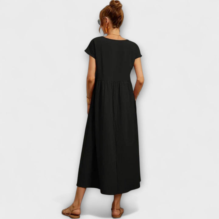 Elena - Olivgrünes leichtes Sommerkleid