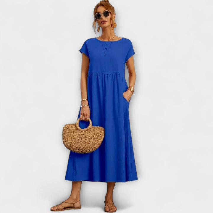 Elena - Olivgrünes leichtes Sommerkleid