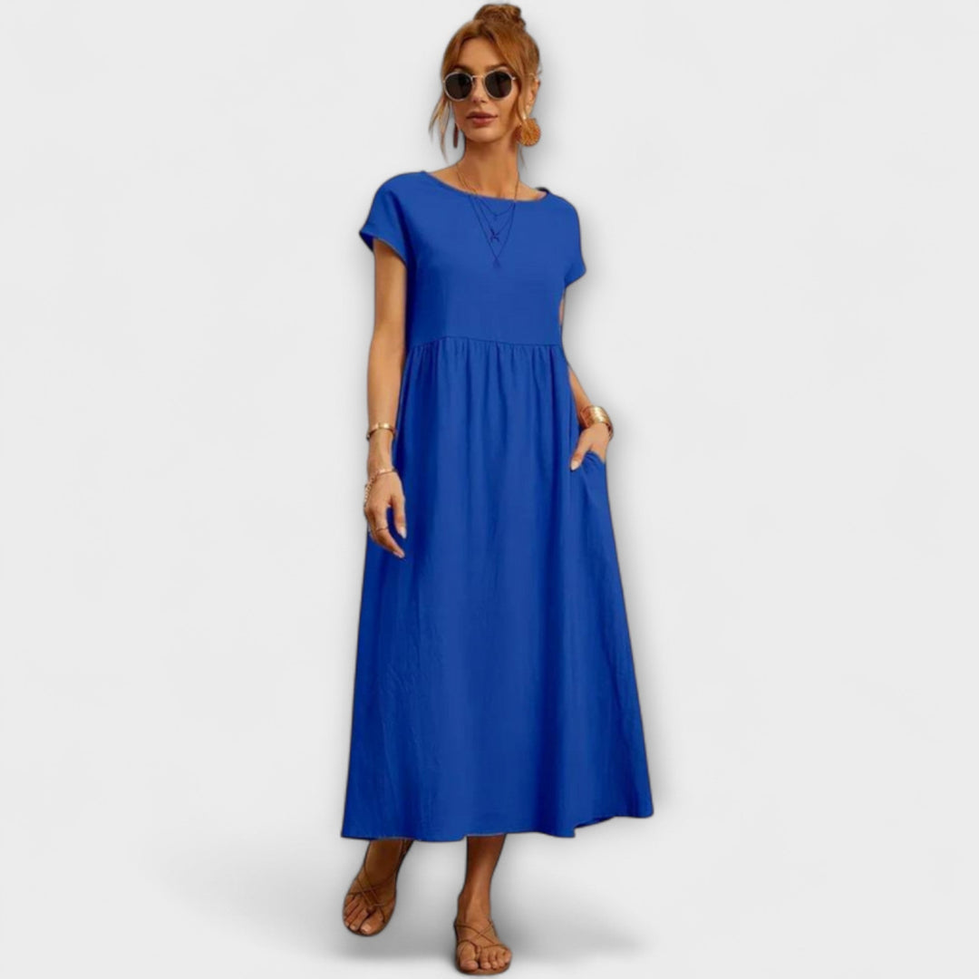 Elena - Olivgrünes leichtes Sommerkleid