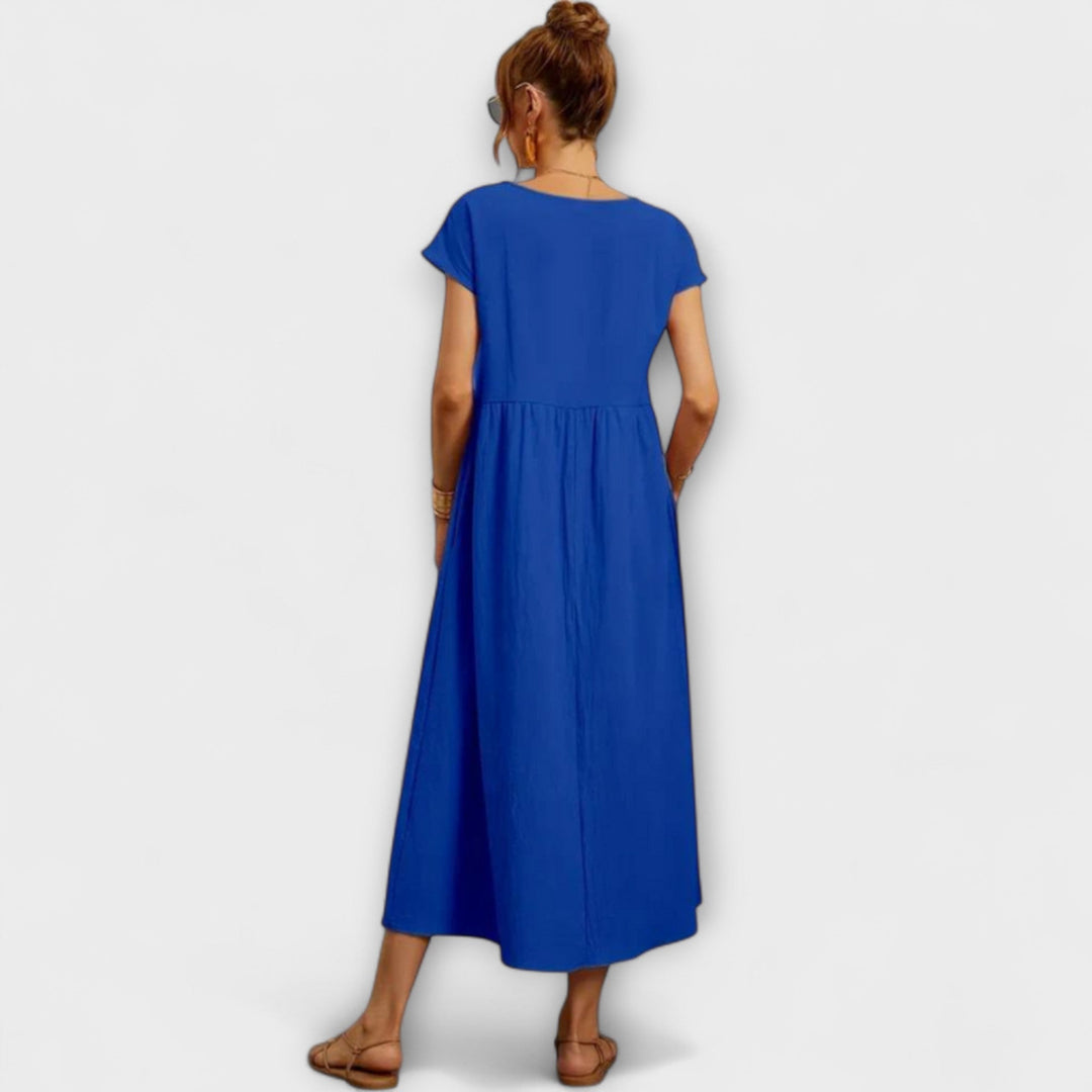 Elena - Olivgrünes leichtes Sommerkleid