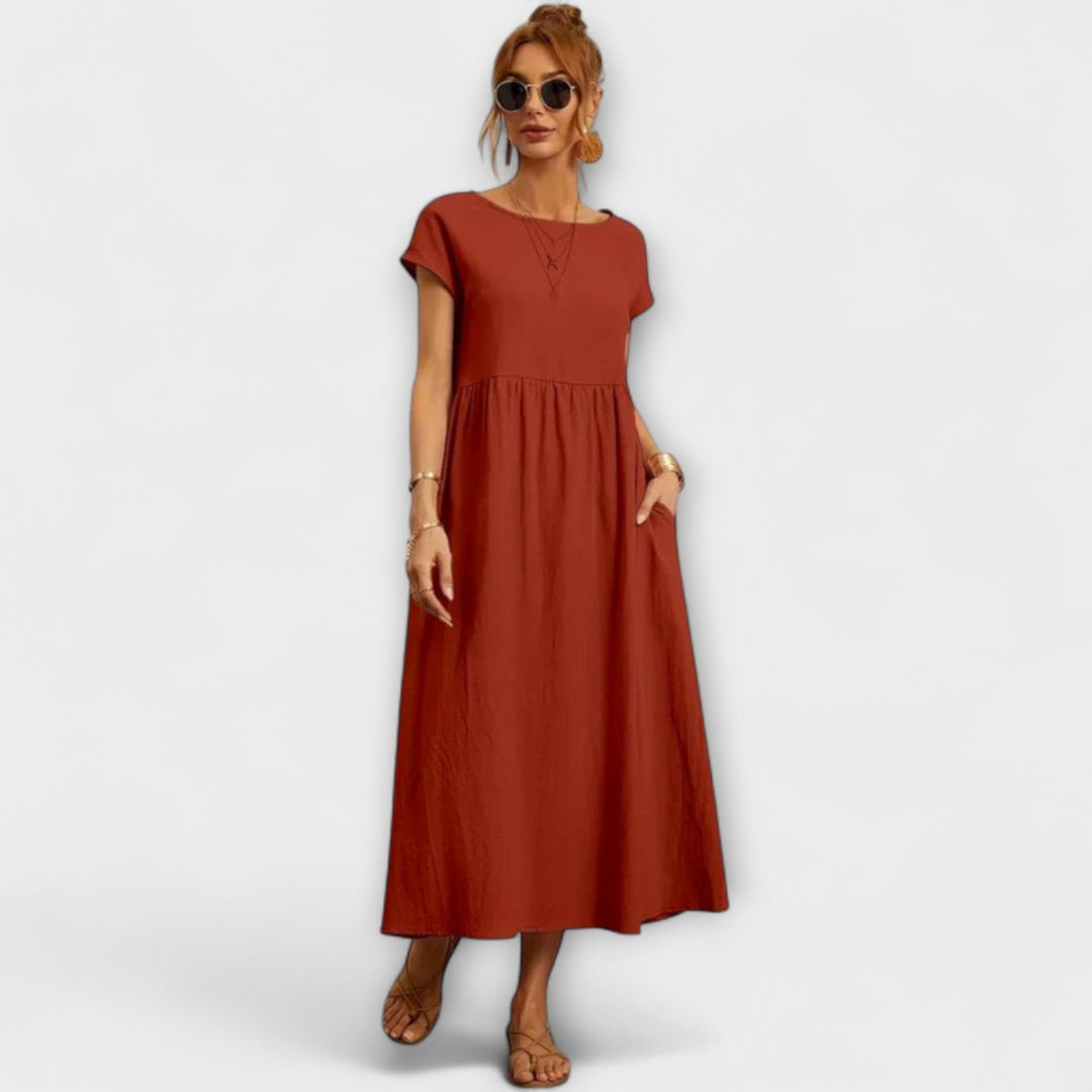 Elena - Olivgrünes leichtes Sommerkleid