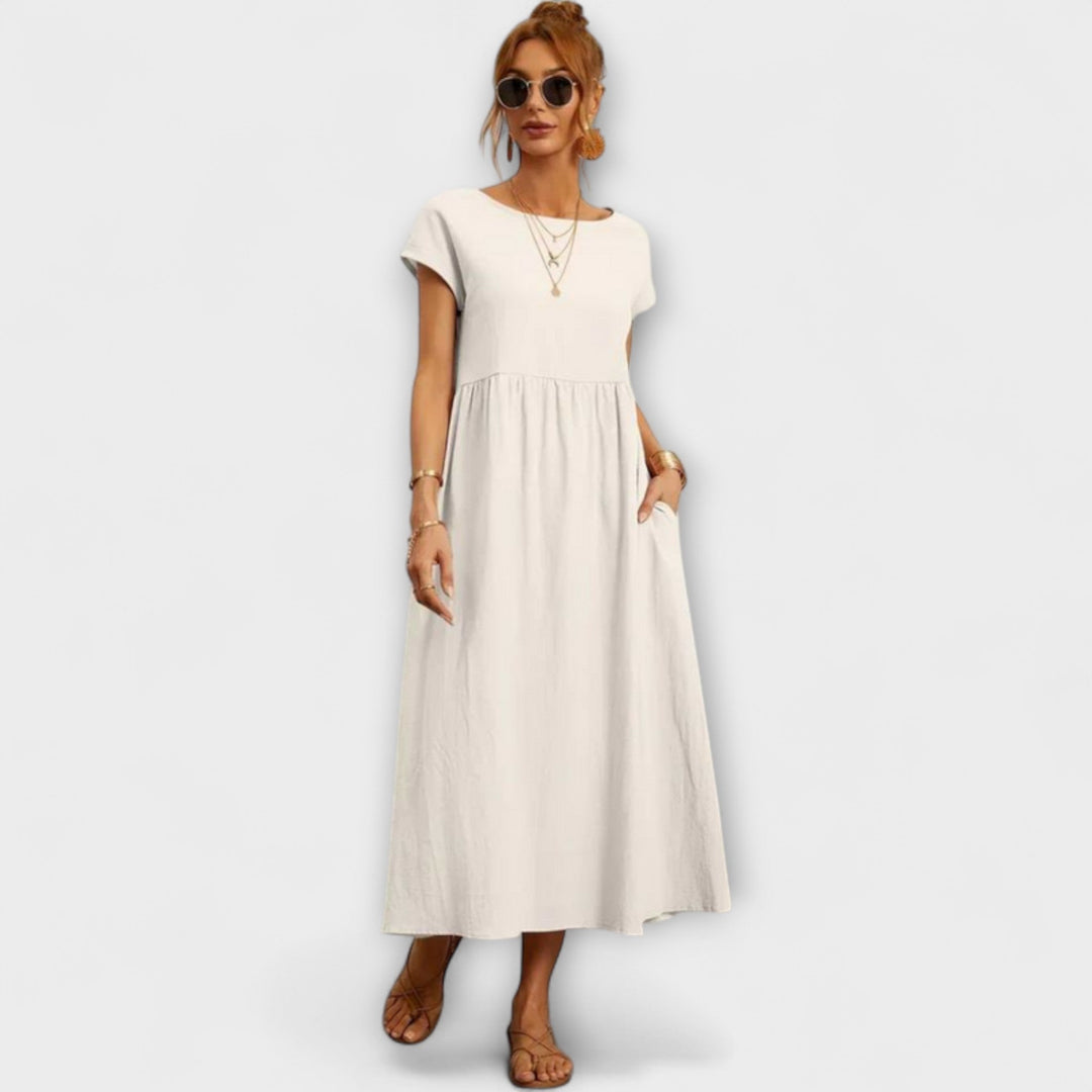 Elena - Olivgrünes leichtes Sommerkleid