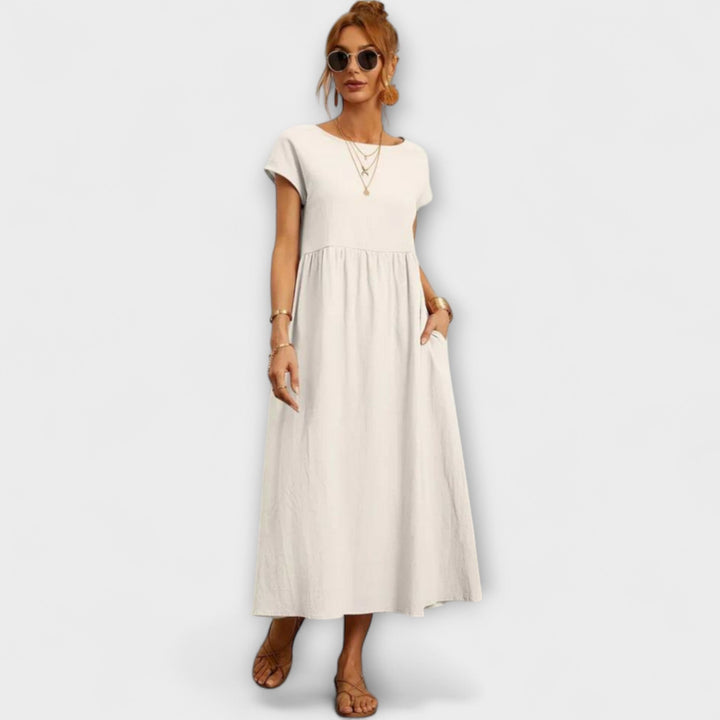 Elena - Olivgrünes leichtes Sommerkleid