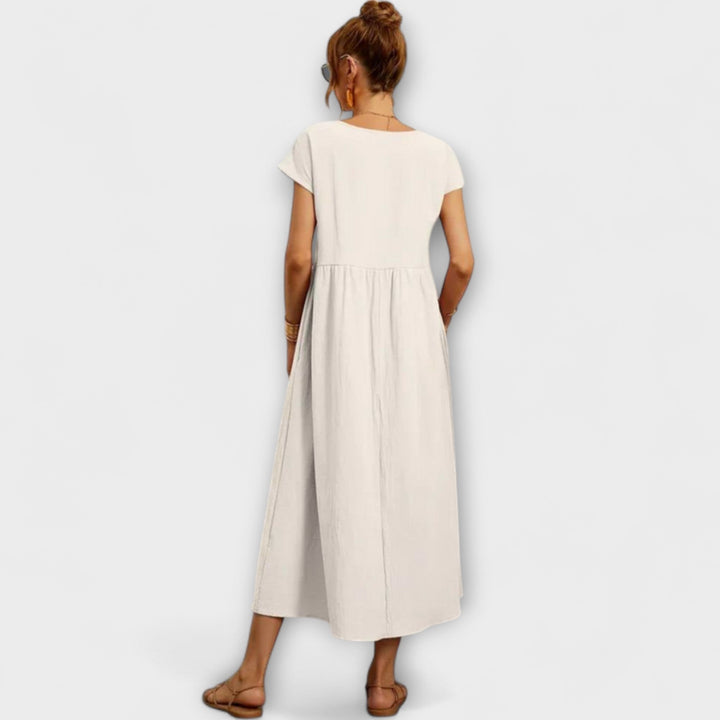 Elena - Olivgrünes leichtes Sommerkleid