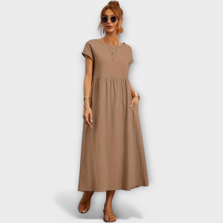 Elena - Olivgrünes leichtes Sommerkleid