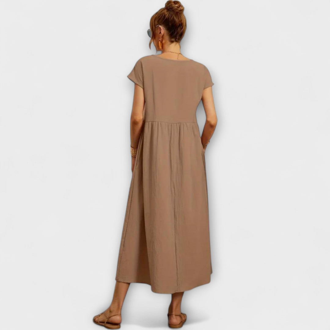 Elena - Olivgrünes leichtes Sommerkleid