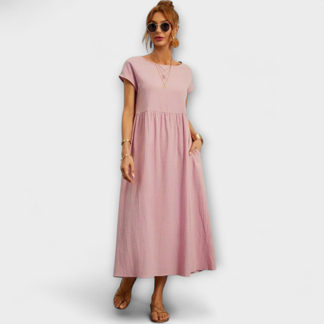 Elena - Olivgrünes leichtes Sommerkleid