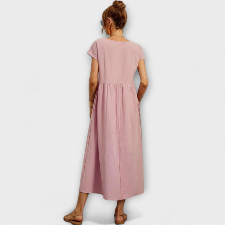 Elena - Olivgrünes leichtes Sommerkleid