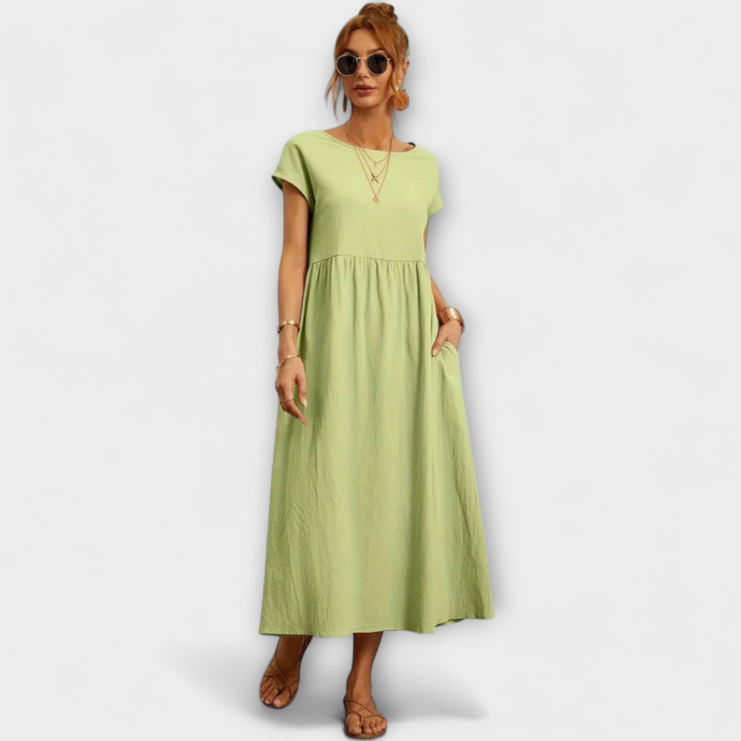 Elena - Olivgrünes leichtes Sommerkleid