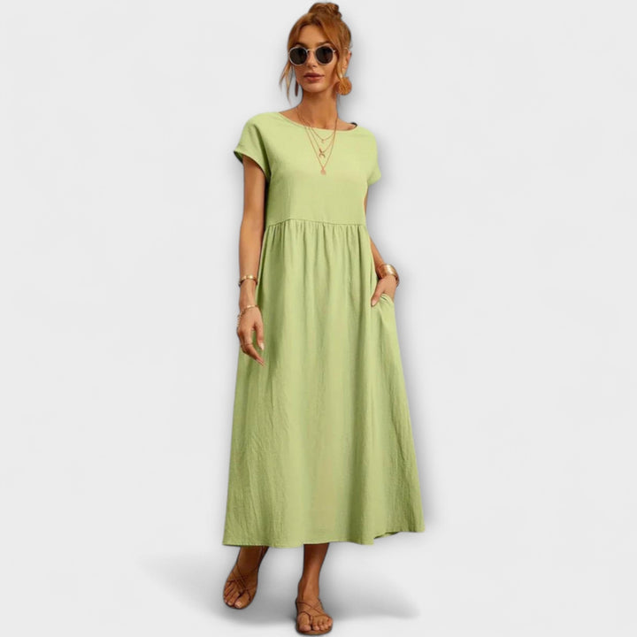 Elena - Olivgrünes leichtes Sommerkleid