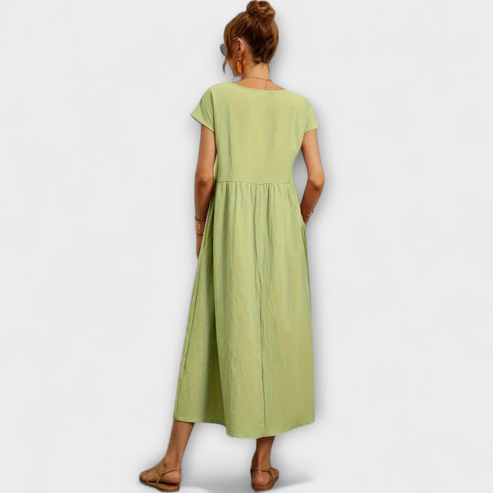 Elena - Olivgrünes leichtes Sommerkleid