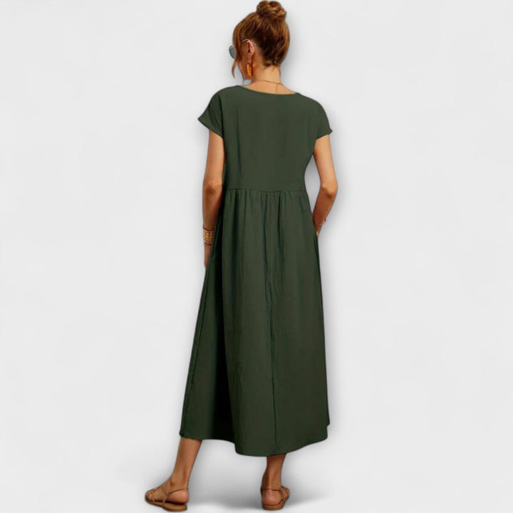 Elena - Olivgrünes leichtes Sommerkleid