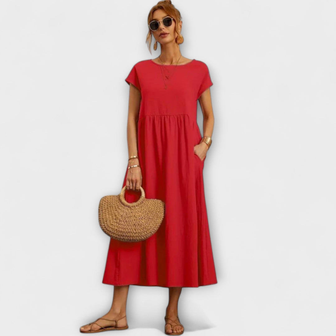 Elena - Olivgrünes leichtes Sommerkleid