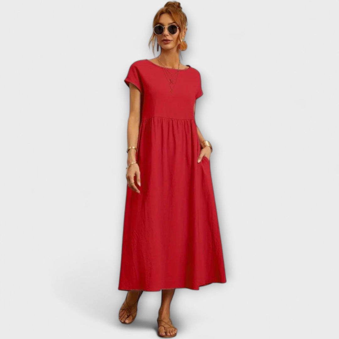 Elena - Olivgrünes leichtes Sommerkleid