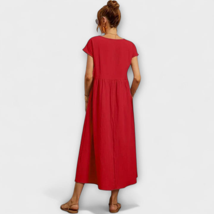 Elena - Olivgrünes leichtes Sommerkleid