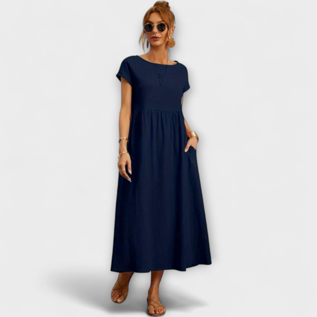 Elena - Olivgrünes leichtes Sommerkleid