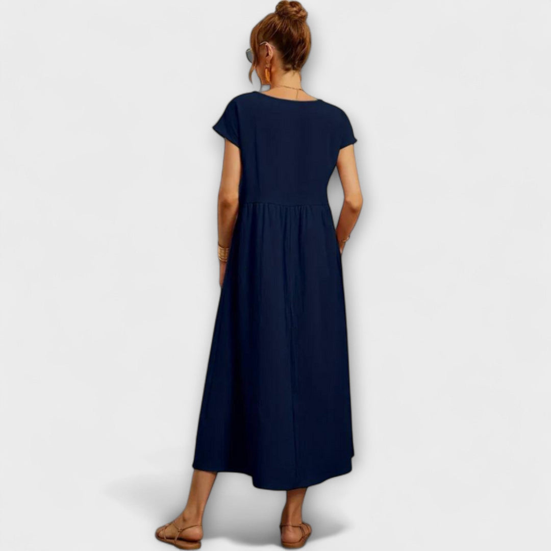 Elena - Olivgrünes leichtes Sommerkleid