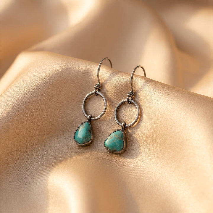 Silver Drop Earrings Clíodhna with Turquoise