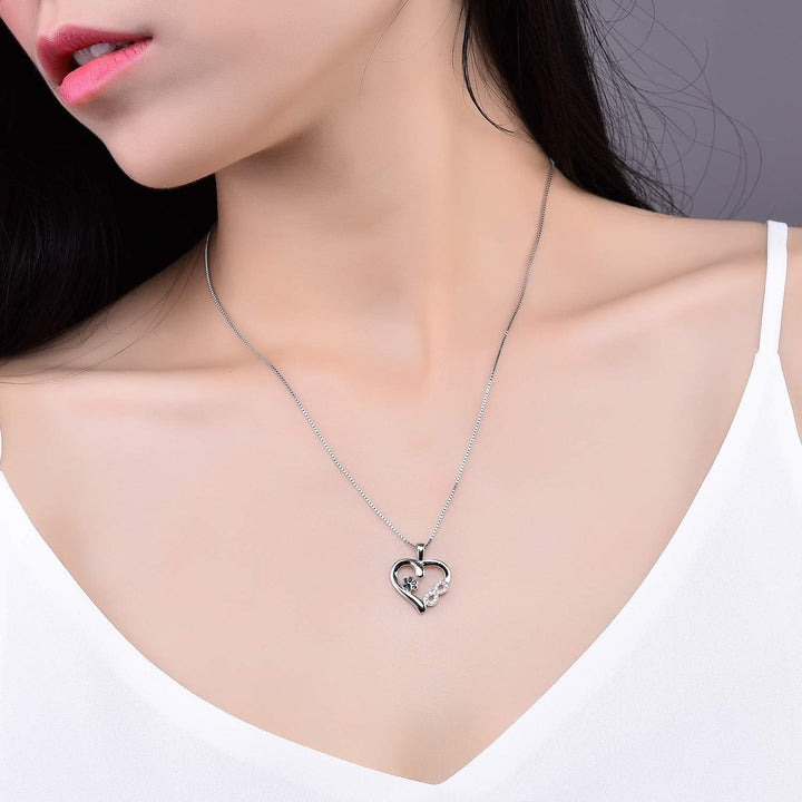 Silver Necklace with Paw Print, Heart and Infinity