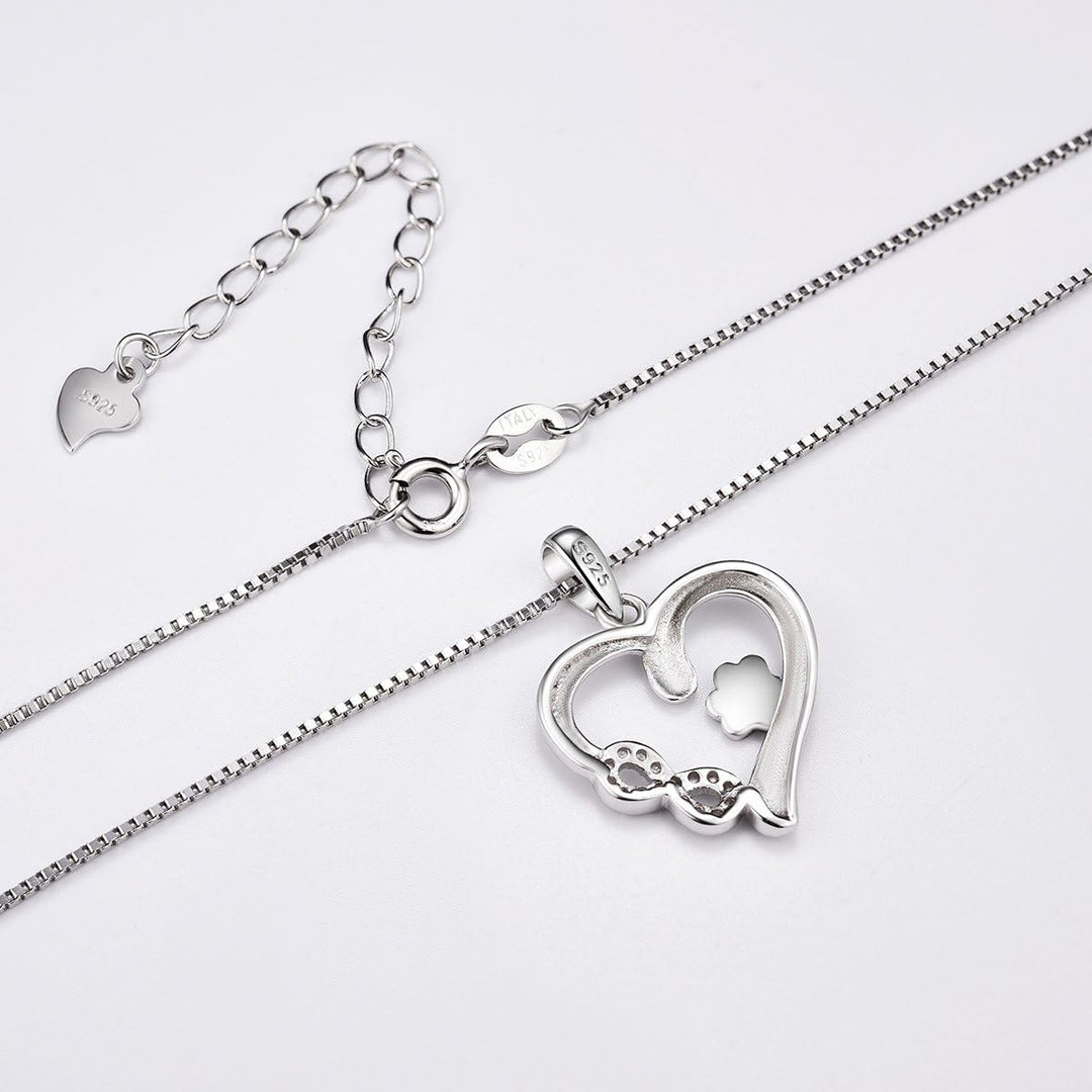 Silver Necklace with Paw Print, Heart and Infinity