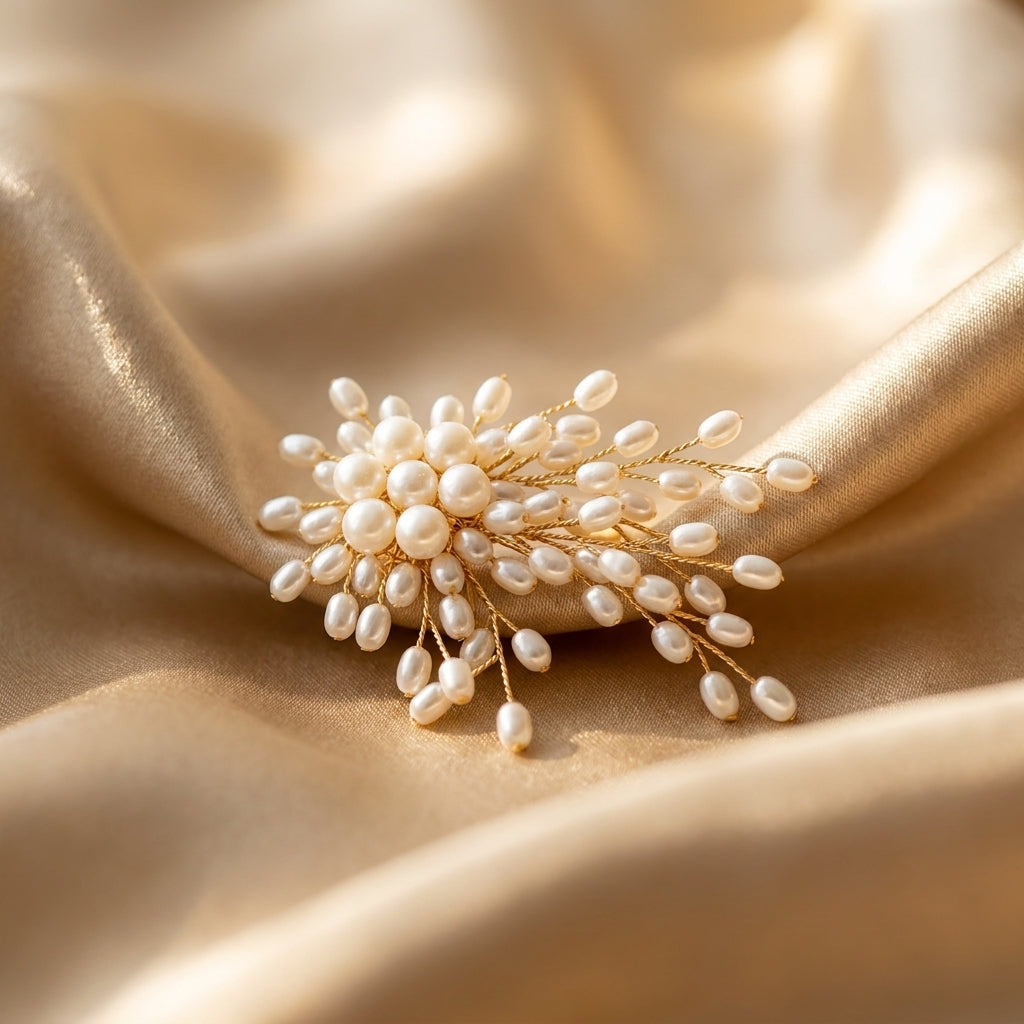 Luxurious Pearl Cascade Brooch