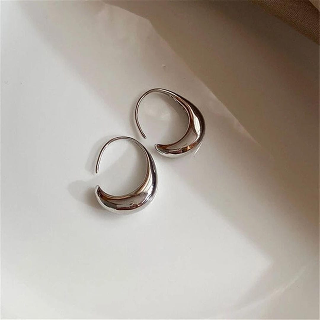 Gold Hoop Earrings Cobh with Domed Crescent