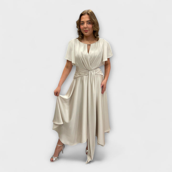 Anni - Olivgrünes drapiertes Rockkleid