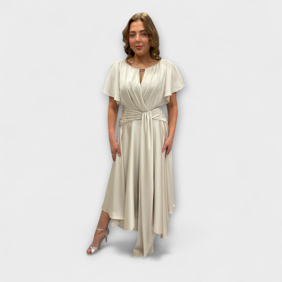 Anni - Olivgrünes drapiertes Rockkleid