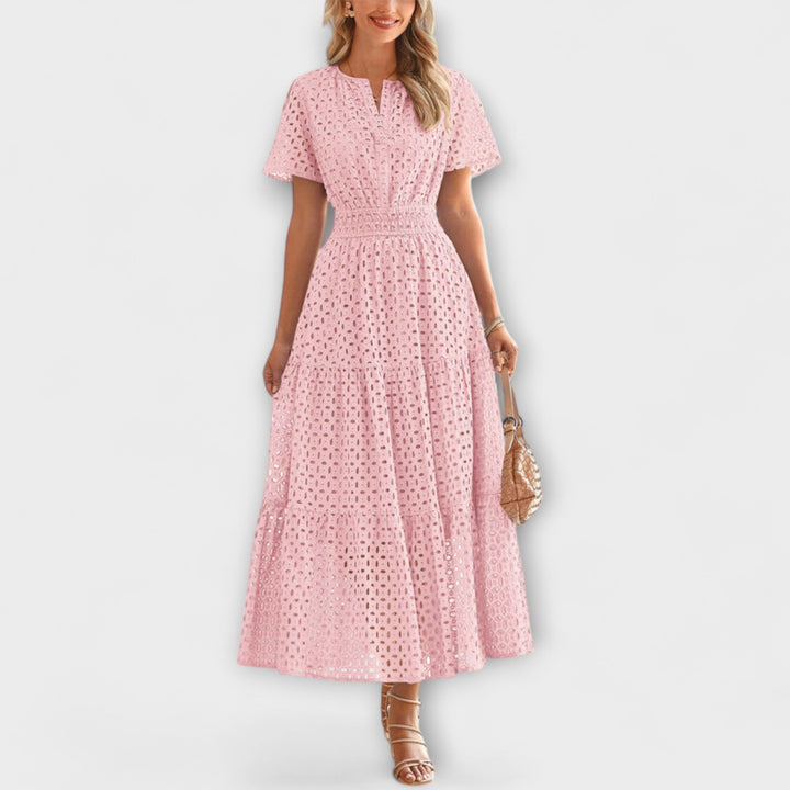 Linette - Olivgrünes Spitzen-Sommerkleid