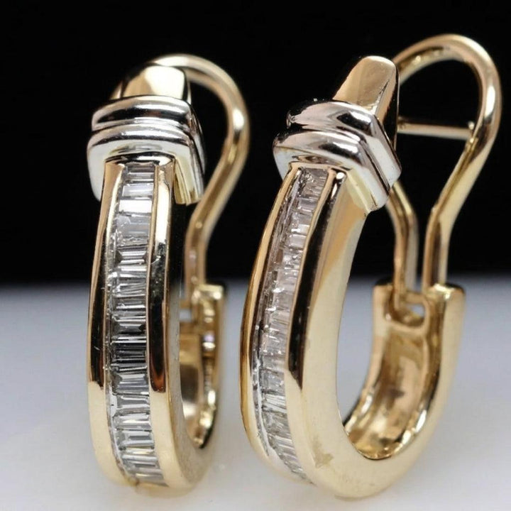 Retro Gold-Tone Earrings with Crystals