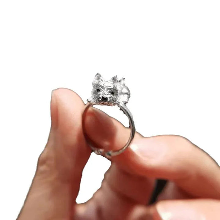 Silver Adjustable Ring Dáiríne with Dog Motif