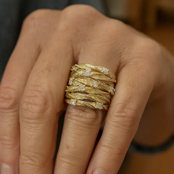 Retro Ring, White Gold-Tone