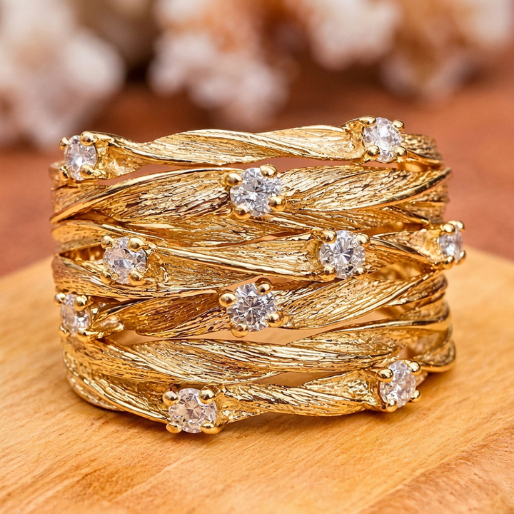 Retro Ring, White Gold-Tone