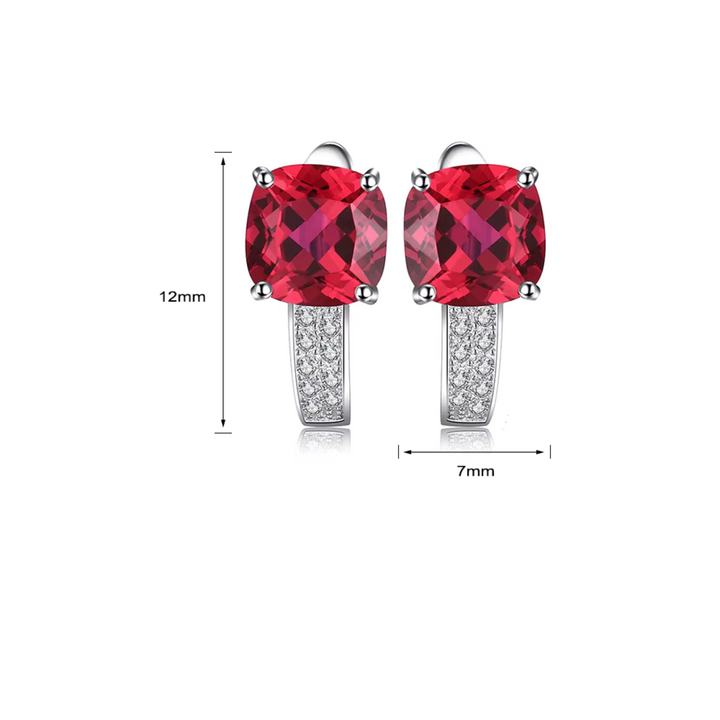Rhodium-Plated Drop Earrings Aoibhinn with Ruby