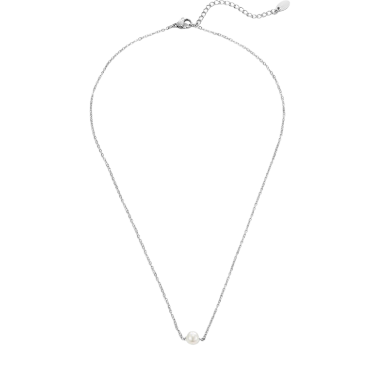 Silver Necklace Nuala with Single Pearl