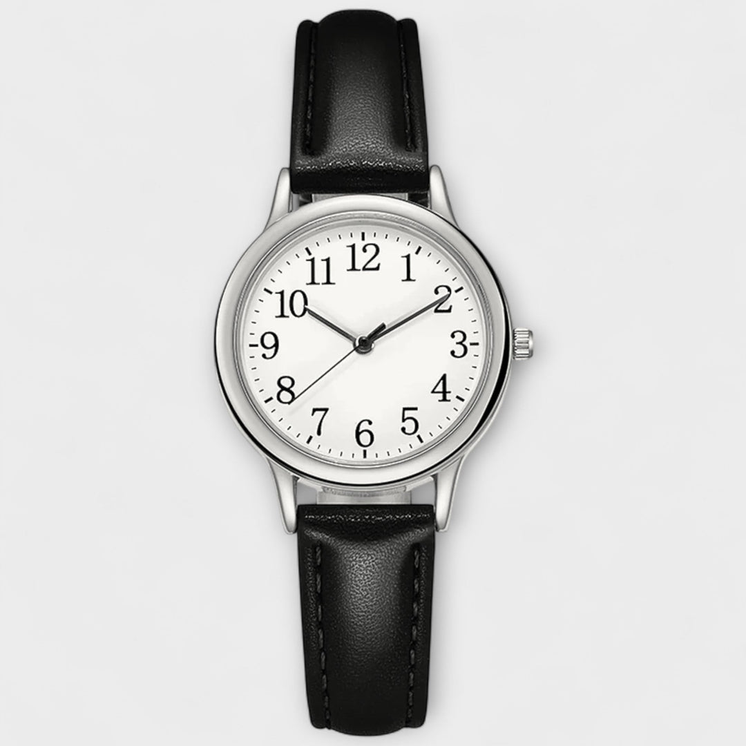 Silver Watch Muirne with Purple Leather Strap