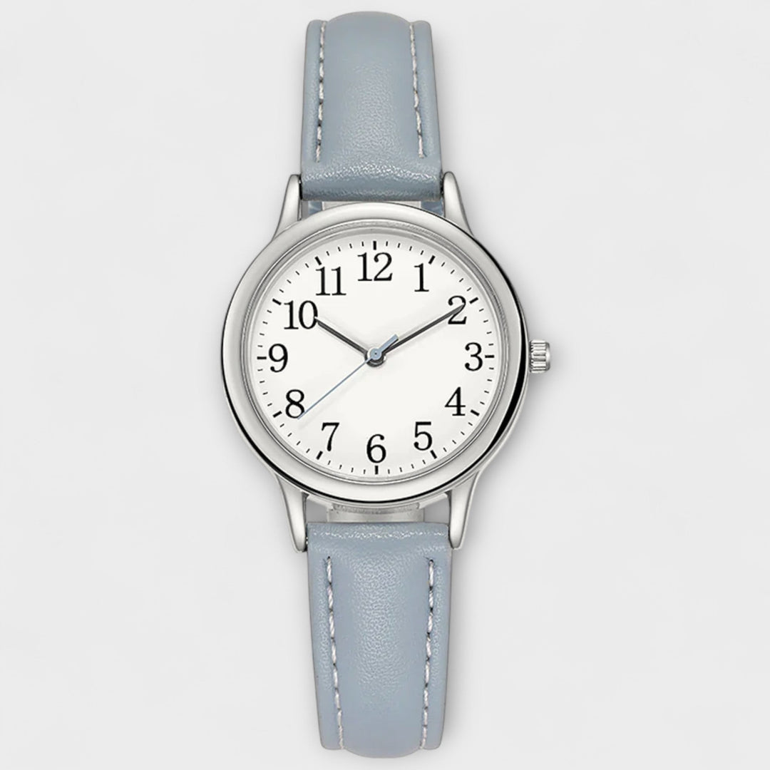 Silver Watch Muirne with Purple Leather Strap