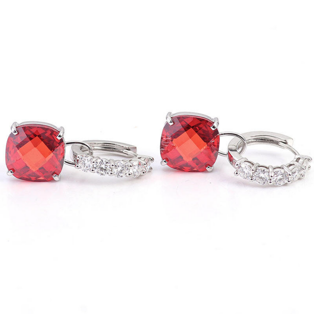 Silver Drop Earrings Nuala with Ruby