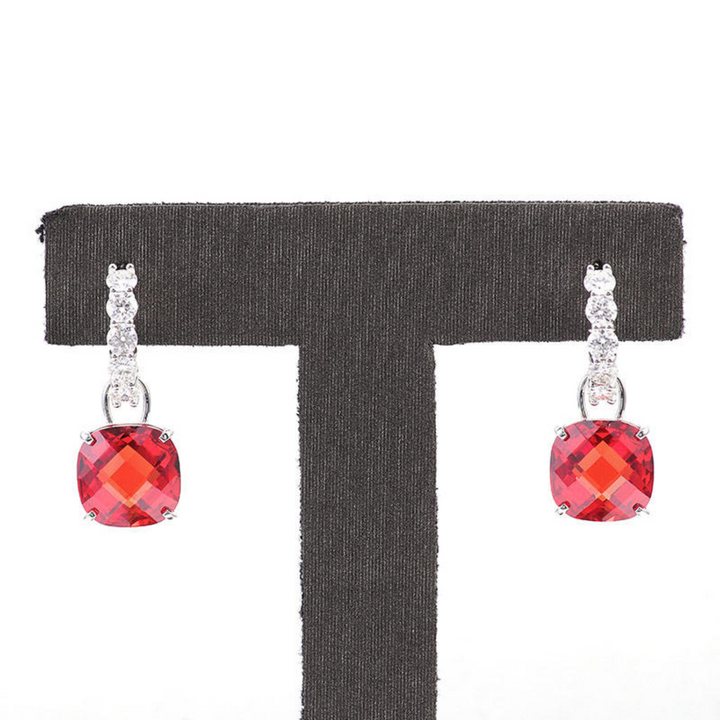Silver Drop Earrings Nuala with Ruby