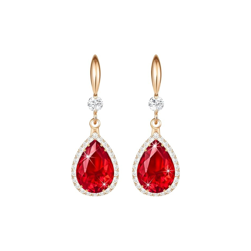 Rose Gold Drop Earrings Méabh with Ruby