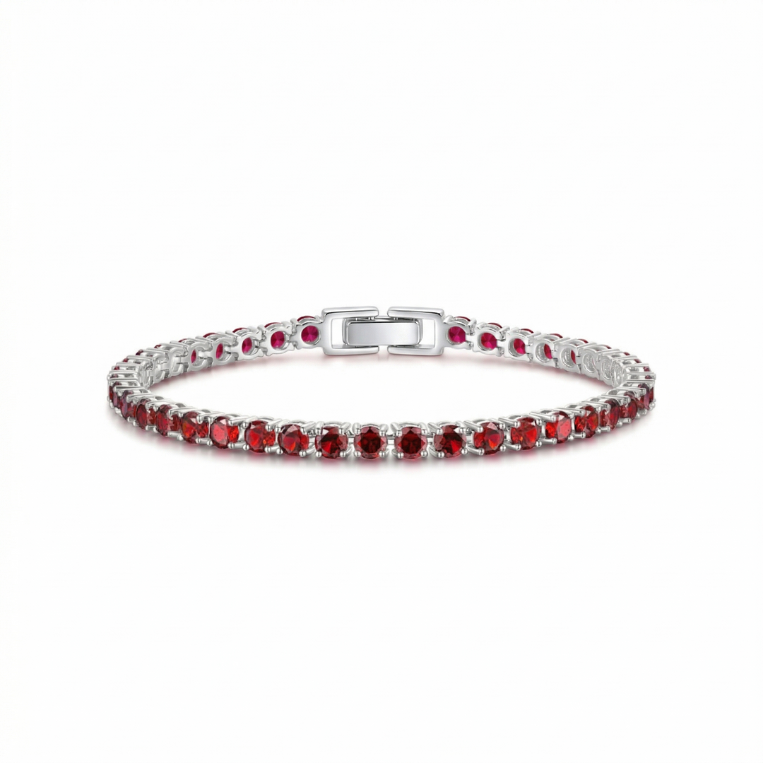 White Gold Tennis Bracelet Emer with Rubies