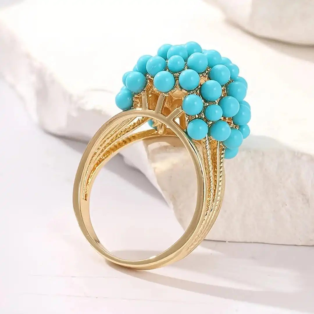 Gold Bohemian Ring Muirne with Turquoise