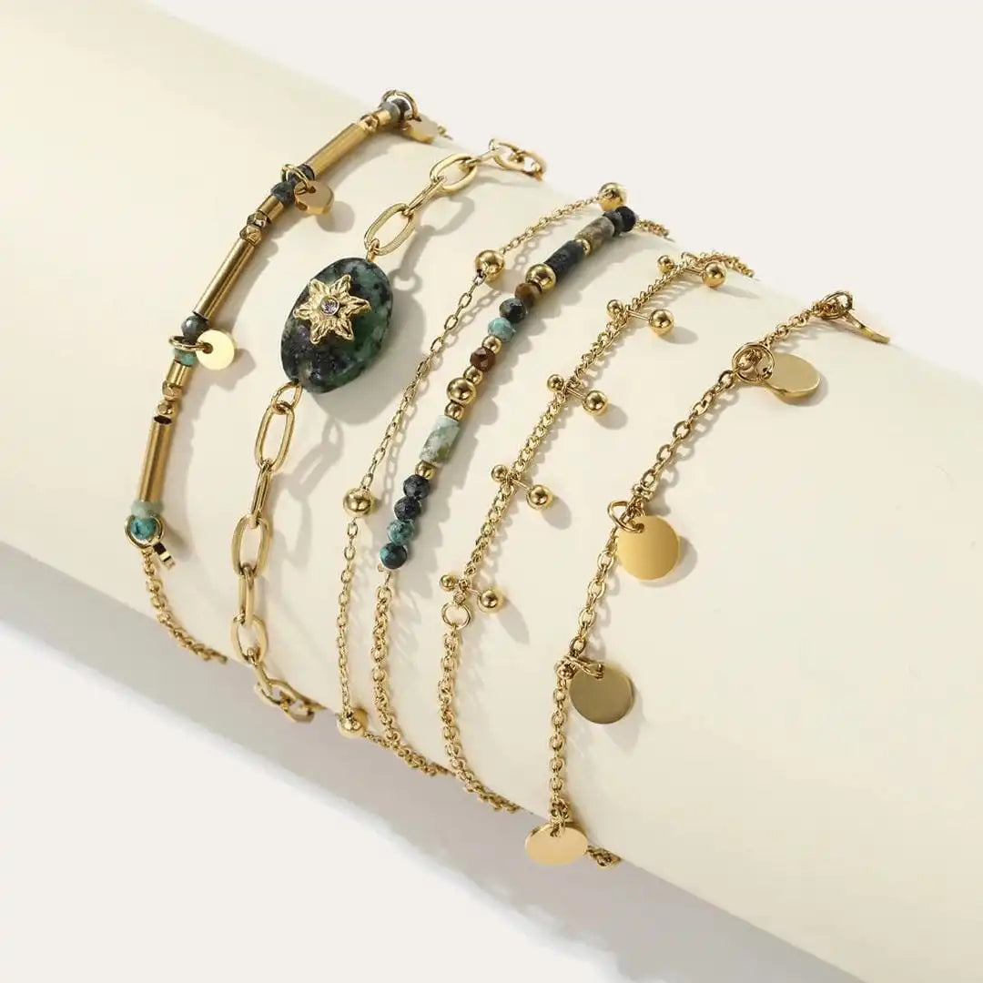 Gold and Turquoise Bracelet Set Deirdre