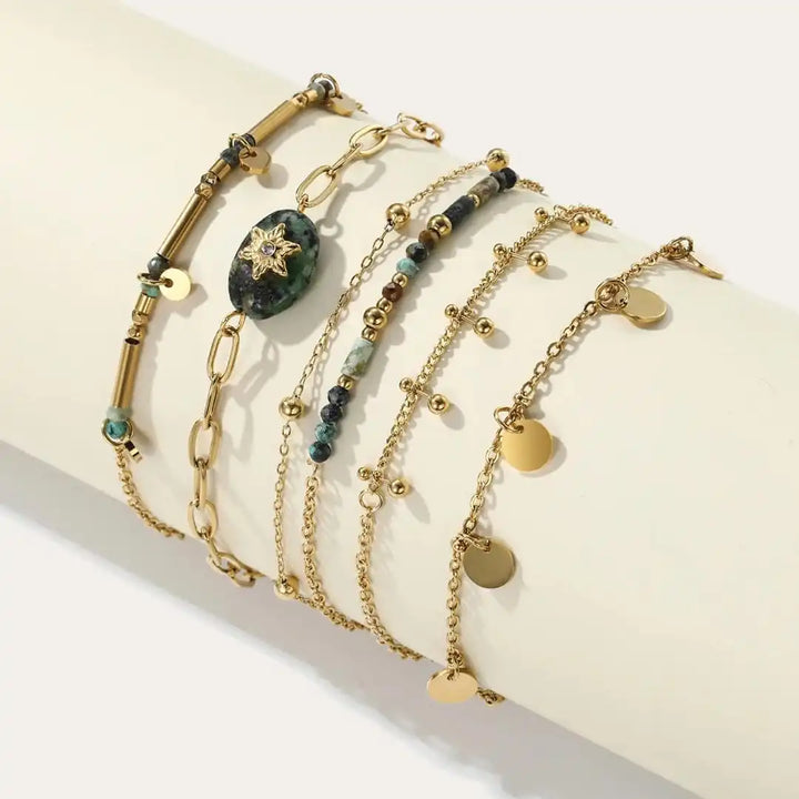 Gold and Turquoise Bracelet Set Deirdre